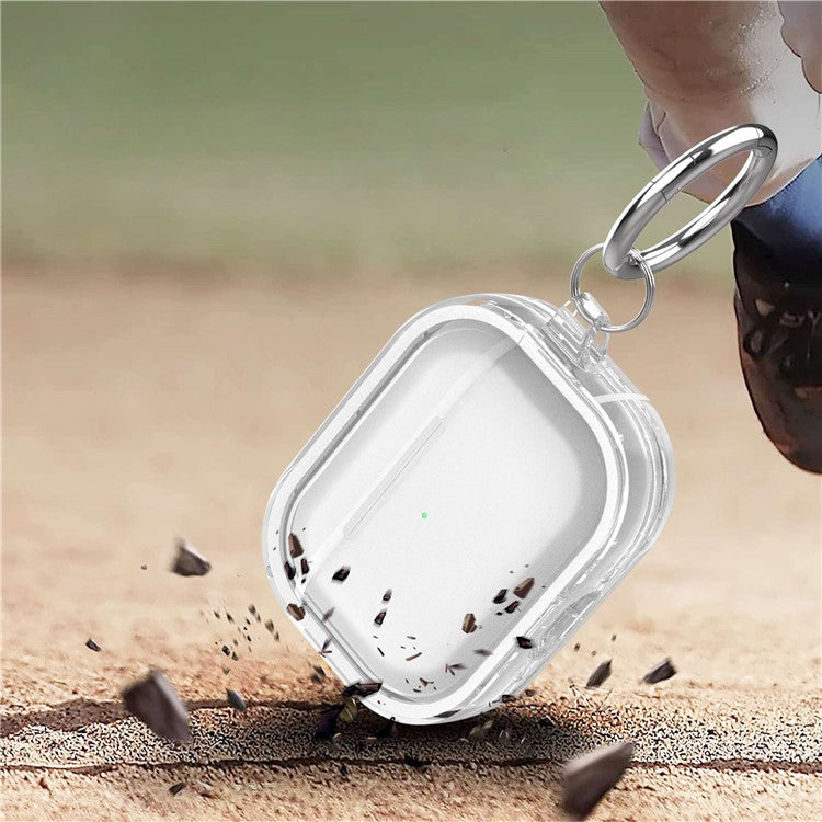 For Apple AirPods Pro Transparent Dual-color Design PC+TPU Drop-proof Bluetooth Earphone Case Shockproof Charging Box - White