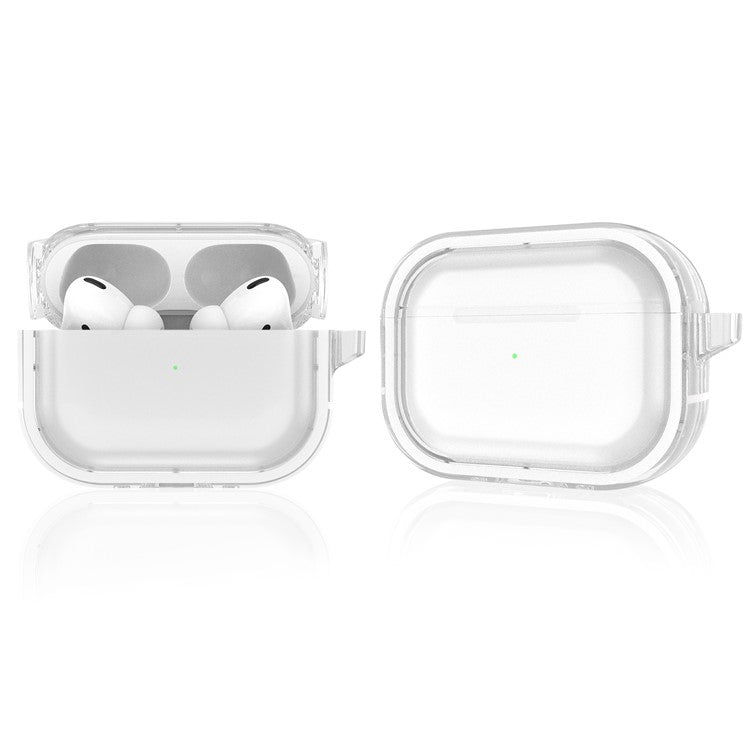 For Apple AirPods Pro Transparent Dual-color Design PC+TPU Drop-proof Bluetooth Earphone Case Shockproof Charging Box - White