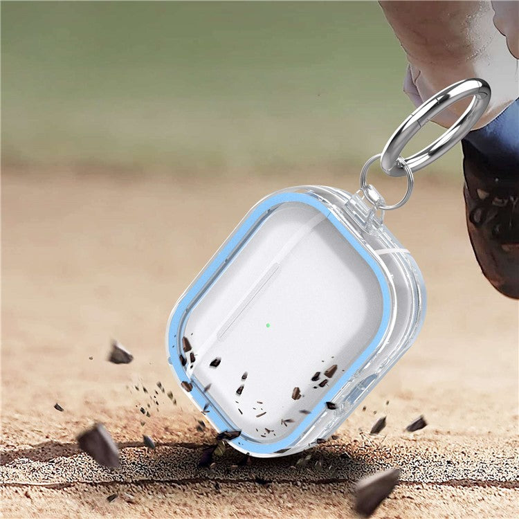 For Apple AirPods Pro Transparent Dual-color Design PC+TPU Drop-proof Bluetooth Earphone Case Shockproof Charging Box - Blue