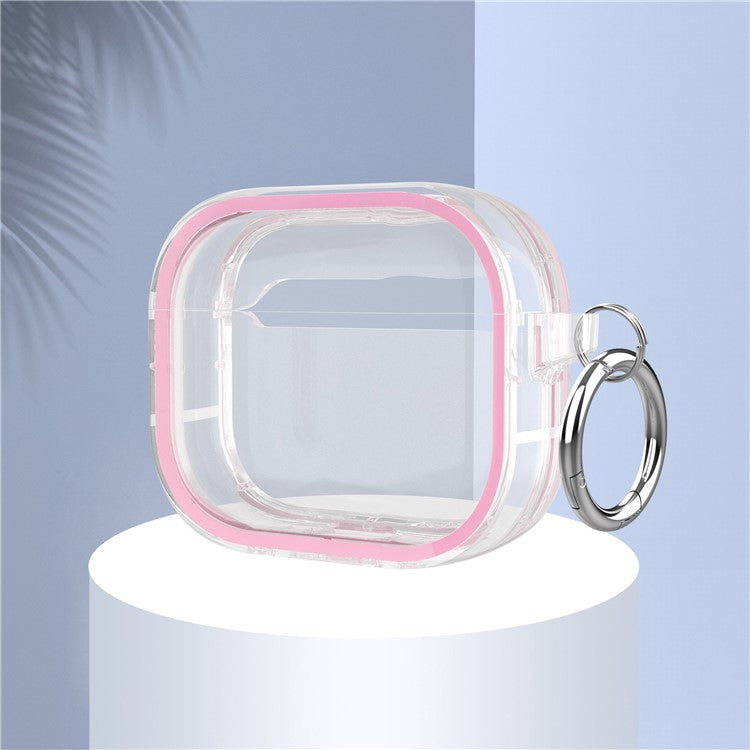 For Apple AirPods 3 Stylish Transparent Dual-color Design PC+TPU Bluetooth Earphone Case Anti-fall Charging Box - Pink