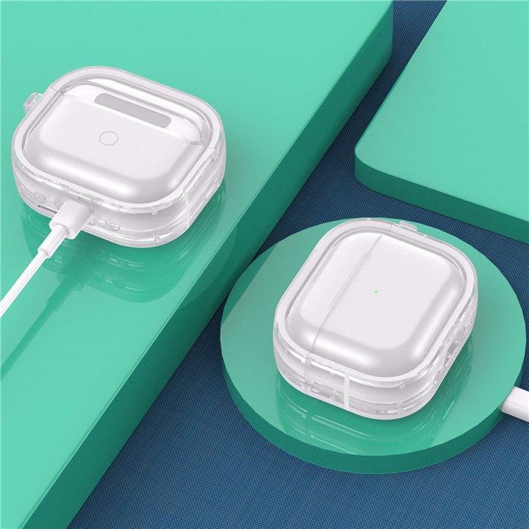 For Apple AirPods 3 Stylish Transparent Dual-color Design PC+TPU Bluetooth Earphone Case Anti-fall Charging Box - White