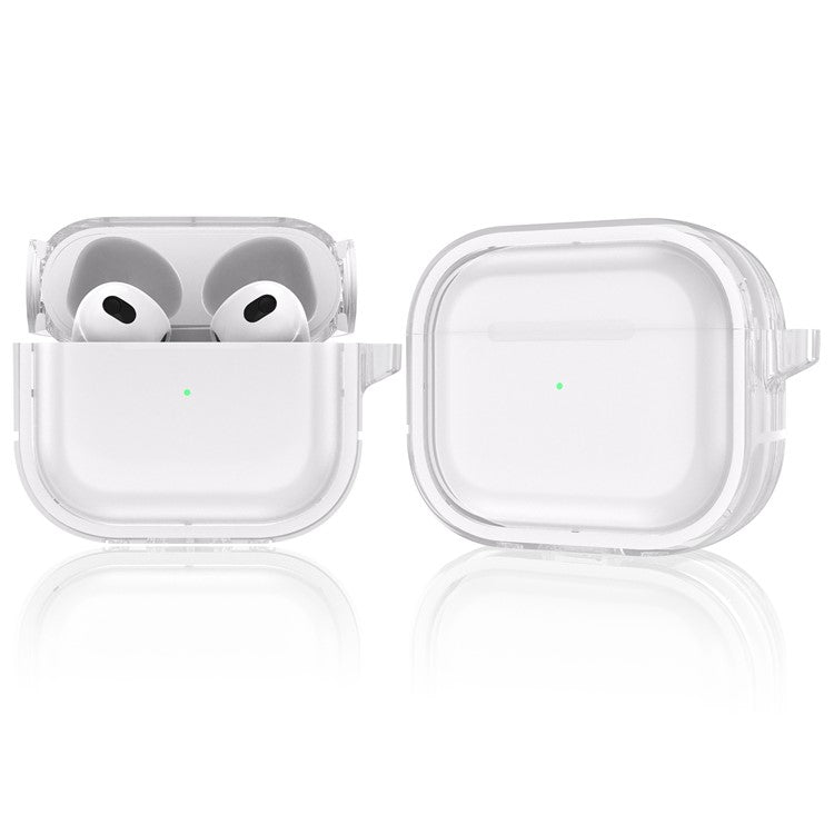 For Apple AirPods 3 Stylish Transparent Dual-color Design PC+TPU Bluetooth Earphone Case Anti-fall Charging Box - White