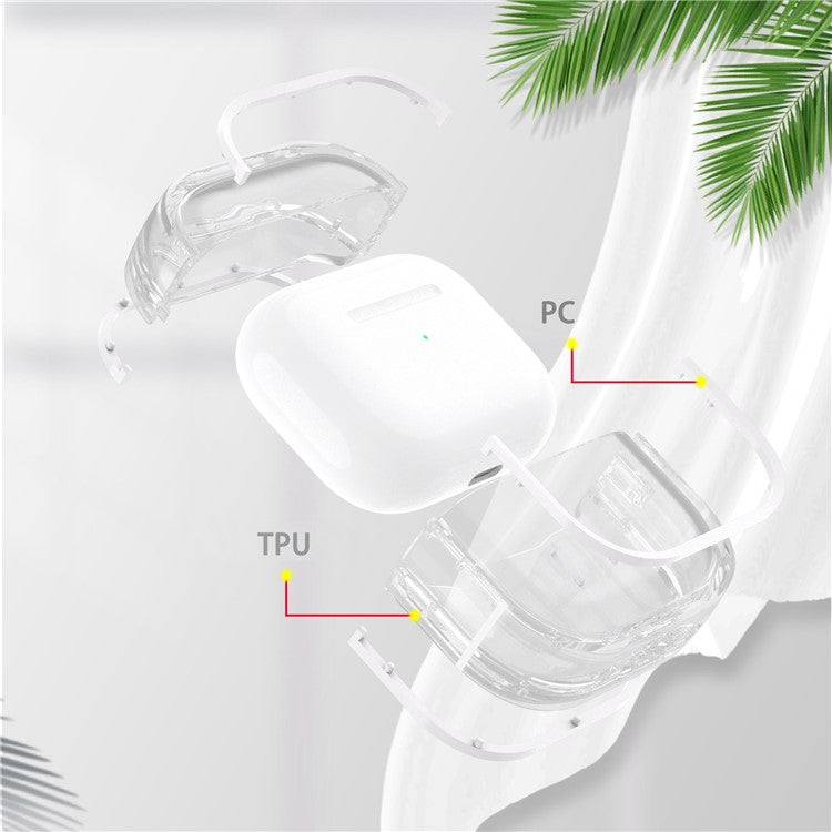 For Apple AirPods 3 Stylish Transparent Dual-color Design PC+TPU Bluetooth Earphone Case Anti-fall Charging Box - White
