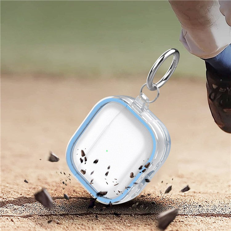 For Apple AirPods 3 Stylish Transparent Dual-color Design PC+TPU Bluetooth Earphone Case Anti-fall Charging Box - Blue