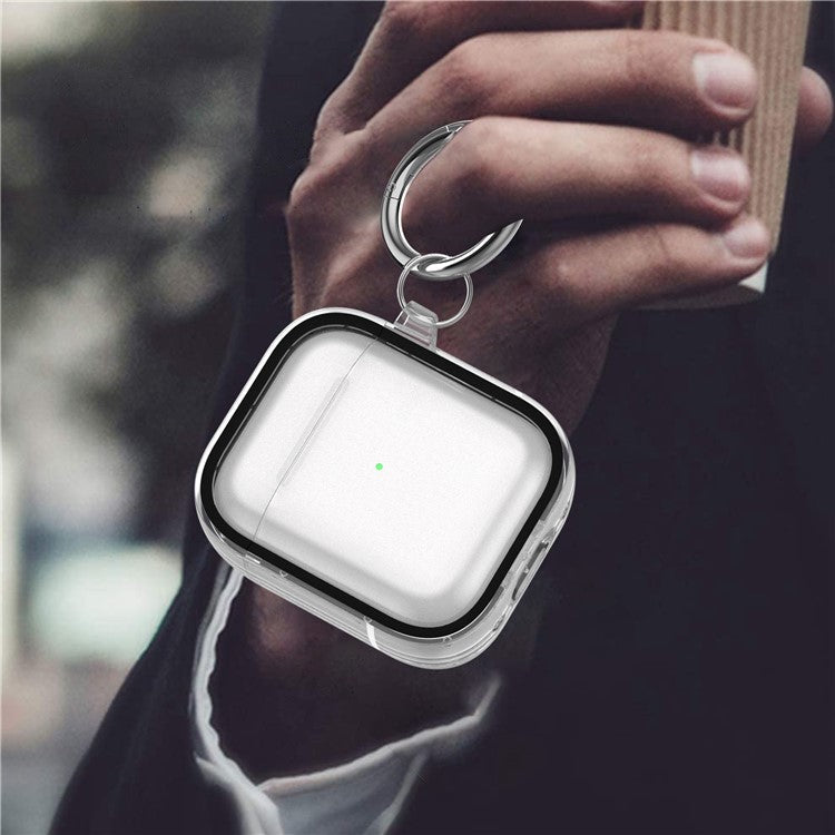 For Apple AirPods with Charging Case (2016) / (2019) / AirPods with Wireless Charging Case (2019) PC+TPU Transparent Dual-color Design Bluetooth Earphone Case Anti-drop Charging Box - Black