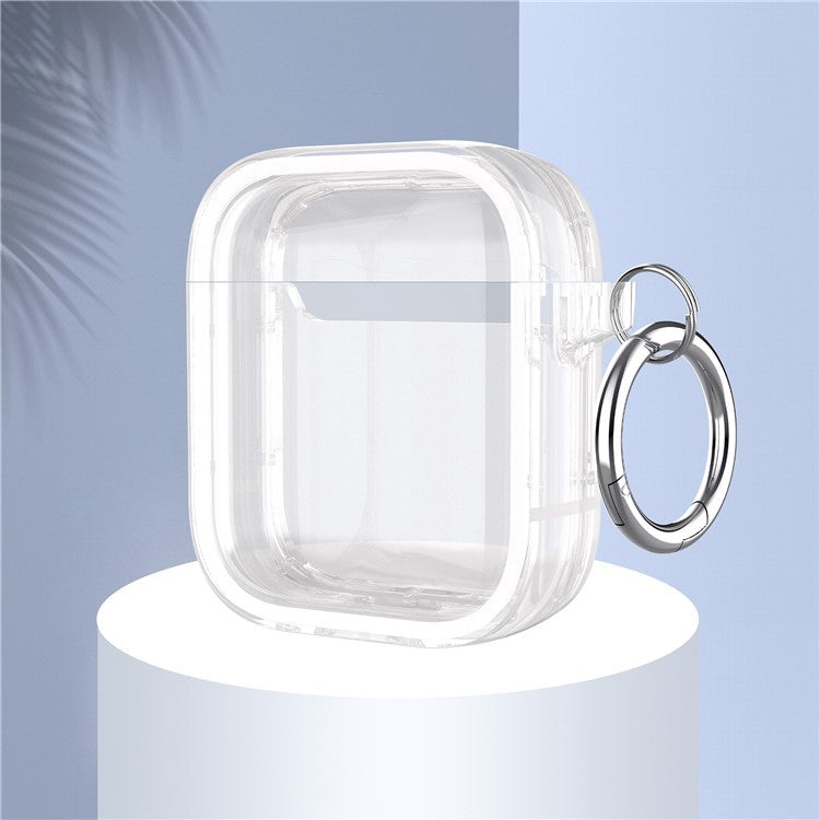 For Apple AirPods with Charging Case (2016) / (2019) / AirPods with Wireless Charging Case (2019) PC+TPU Transparent Dual-color Design Bluetooth Earphone Case Anti-drop Charging Box - White