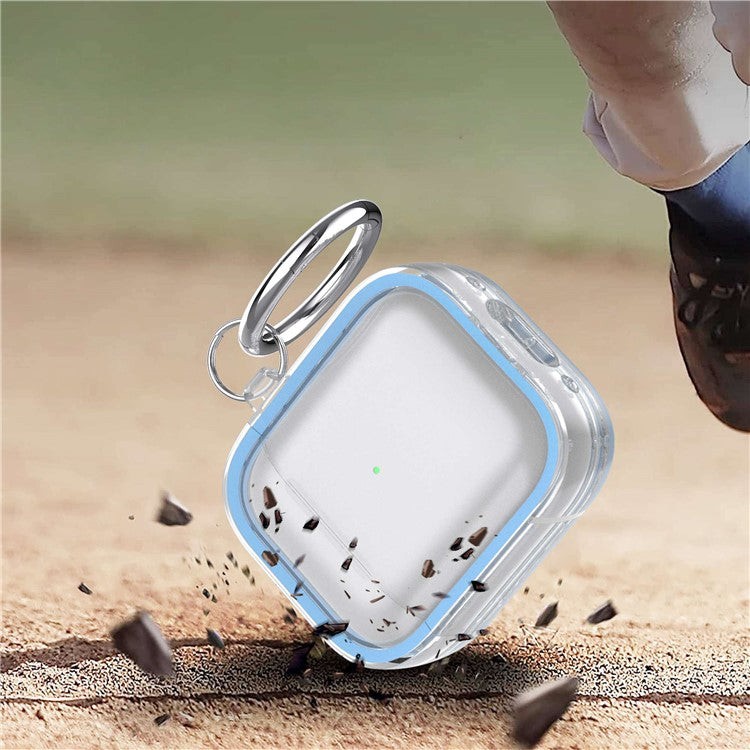 For Apple AirPods with Charging Case (2016) / (2019) / AirPods with Wireless Charging Case (2019) PC+TPU Transparent Dual-color Design Bluetooth Earphone Case Anti-drop Charging Box - Blue
