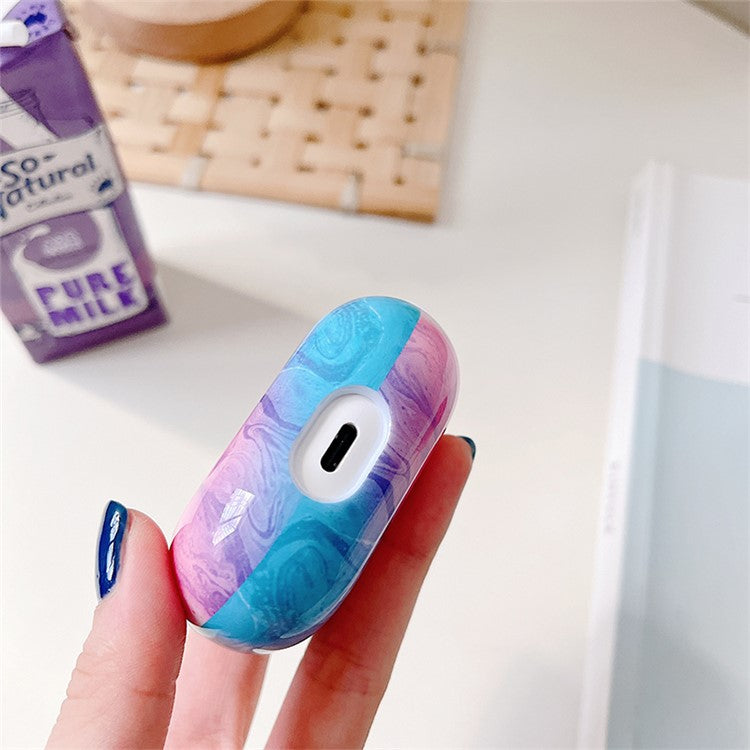For Xiaomi Redmi Buds 4 Pro Earphone Case Hard PC Stylish Marble Pattern Water Transfer Printing Charging Box Protective Cover - Pink Blue Marble
