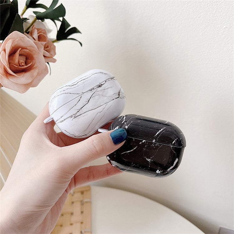 For Xiaomi Redmi Buds 4 Pro Earphone Case Hard PC Stylish Marble Pattern Water Transfer Printing Charging Box Protective Cover - White Marble