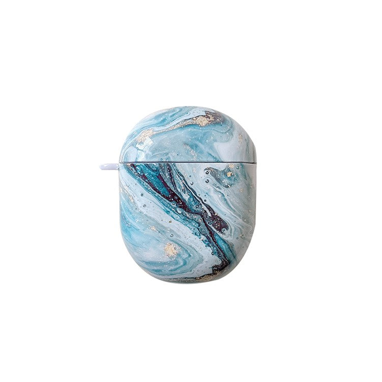 For Xiaomi Redmi Buds 4 Hard PC Marble Pattern Water Transfer Printing Earphone Charging Case Anti-drop Protective Cover - Blue Gold Marble