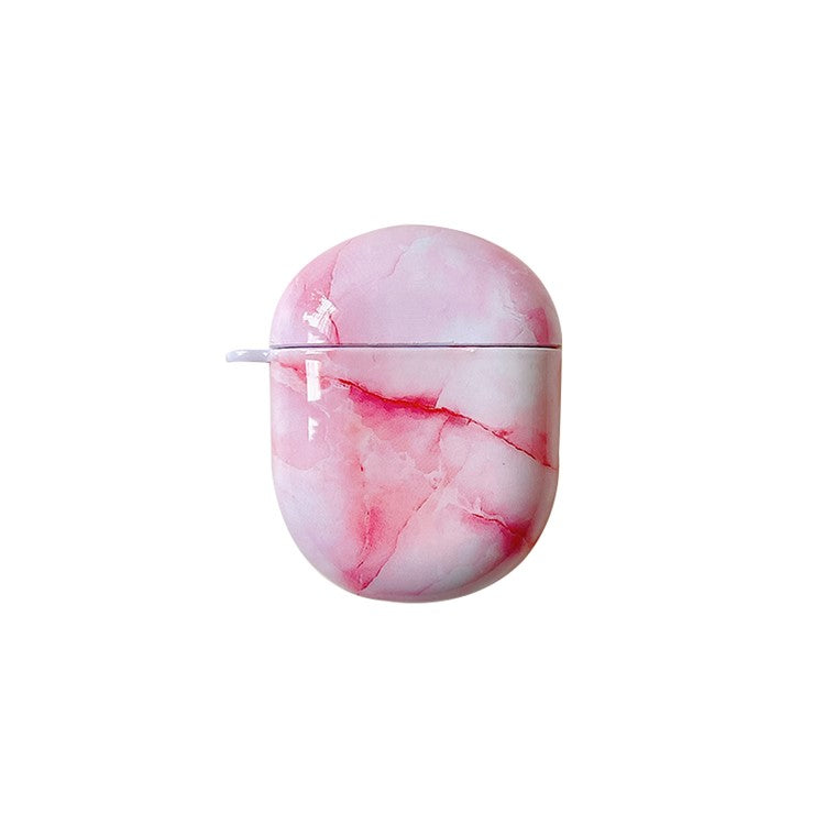 For Xiaomi Redmi Buds 4 Hard PC Marble Pattern Water Transfer Printing Earphone Charging Case Anti-drop Protective Cover - Pink White Marble