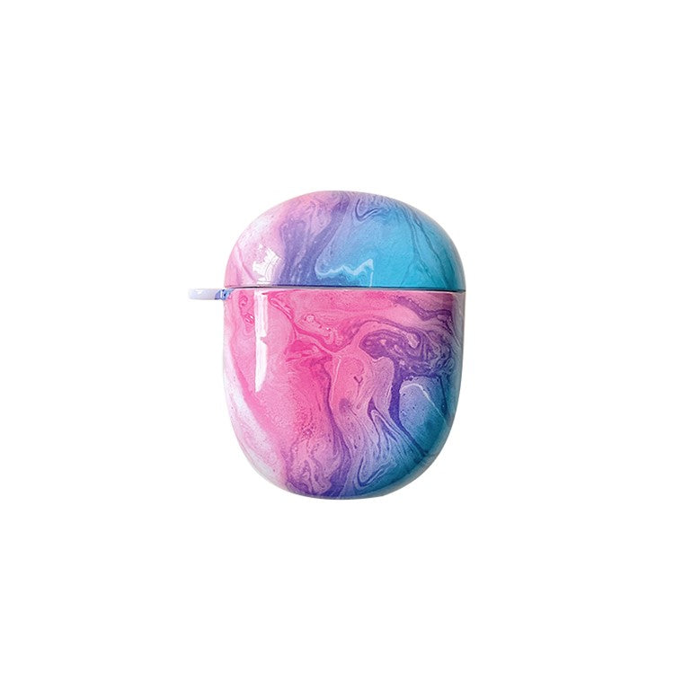 For Xiaomi Redmi Buds 4 Hard PC Marble Pattern Water Transfer Printing Earphone Charging Case Anti-drop Protective Cover - Pink Blue Marble