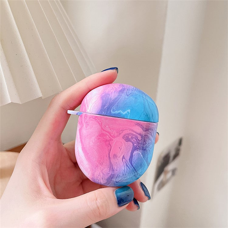 For Xiaomi Redmi Buds 4 Hard PC Marble Pattern Water Transfer Printing Earphone Charging Case Anti-drop Protective Cover - Pink Blue Marble