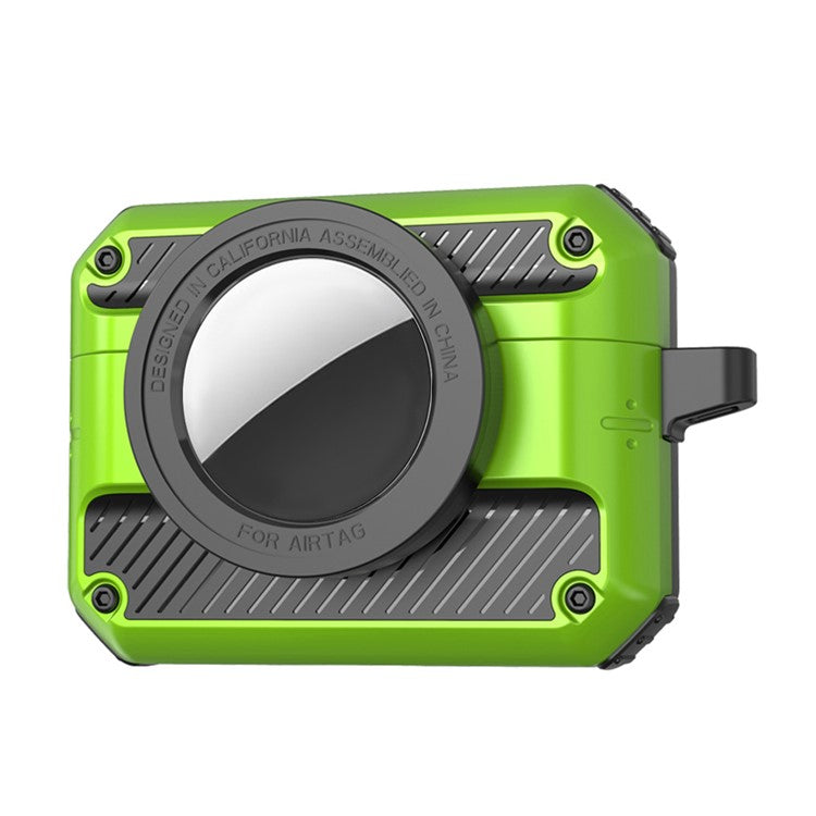 2 in 1 Protective Case for AirPods 3+AirTag Auto Spring Opening Bluetooth Earbuds Cover with Anti-Lost Hook - Light Green