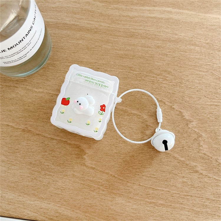 For Apple AirPods with Charging Case (2016) / (2019) / AirPods with Wireless Charging Case (2019) Soft TPU Earphone Case Rabbit Design Drop-proof Protective Cover with Bell Pendant