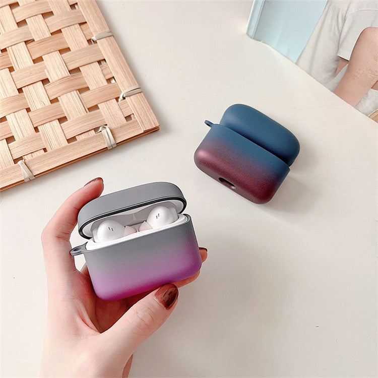 Gradient Matte Case for Baseus M2 Bluetooth Headset Earbuds Protector Shockproof Hard PC Shell - Grey  /  Purple