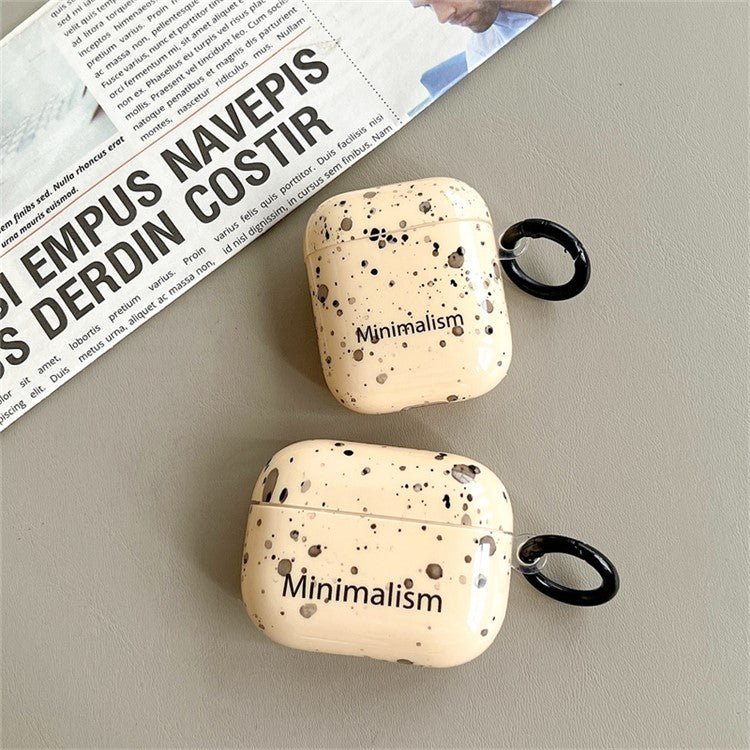 For Apple AirPods with Charging Case (2016) / (2019) / AirPods with Wireless Charging Case (2019) Anti-Drop Cover Ink Style Dot IMD Portable Earbuds TPU Cover with Buckle