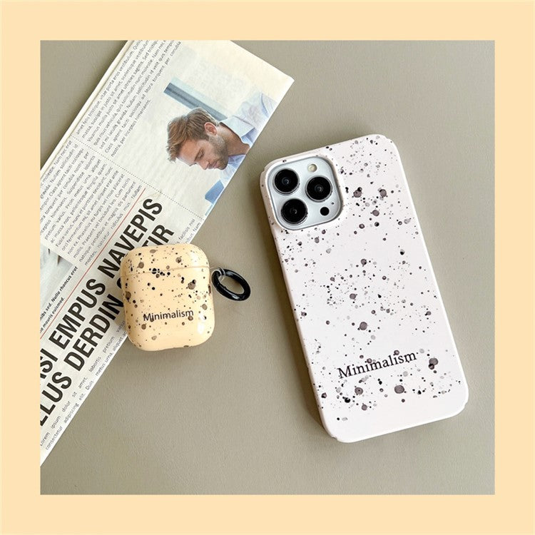 For Apple AirPods with Charging Case (2016) / (2019) / AirPods with Wireless Charging Case (2019) Anti-Drop Cover Ink Style Dot IMD Portable Earbuds TPU Cover with Buckle