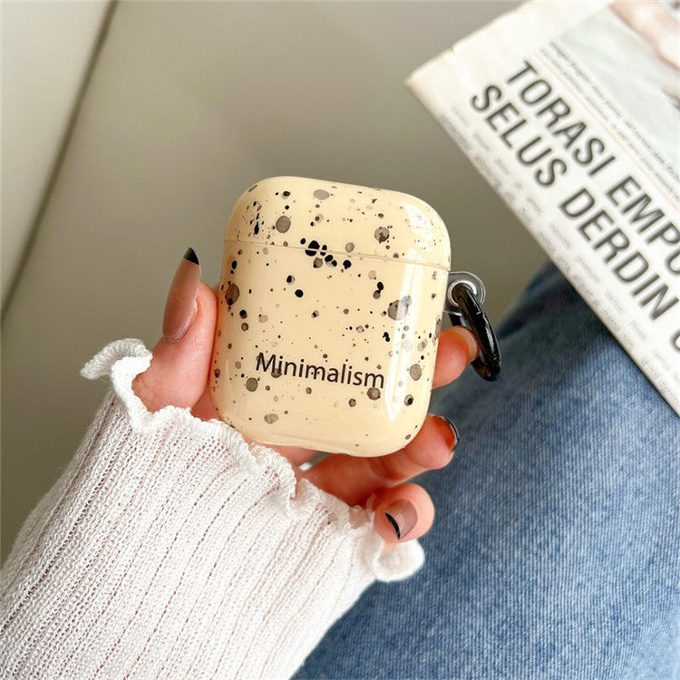 For Apple AirPods with Charging Case (2016) / (2019) / AirPods with Wireless Charging Case (2019) Anti-Drop Cover Ink Style Dot IMD Portable Earbuds TPU Cover with Buckle