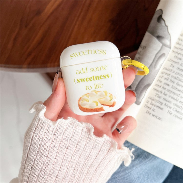 For Apple AirPods with Charging Case (2016) / (2019) / AirPods with Wireless Charging Case (2019) Anti-Fall Cover Fruit Cake IMD + TPU Earbuds Case with Buckle