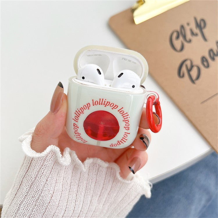 For Apple AirPods with Charging Case (2016) / (2019) / AirPods with Wireless Charging Case (2019) Anti-Fall Cover Sugar Pattern IMD + TPU Earbuds Case with Buckle