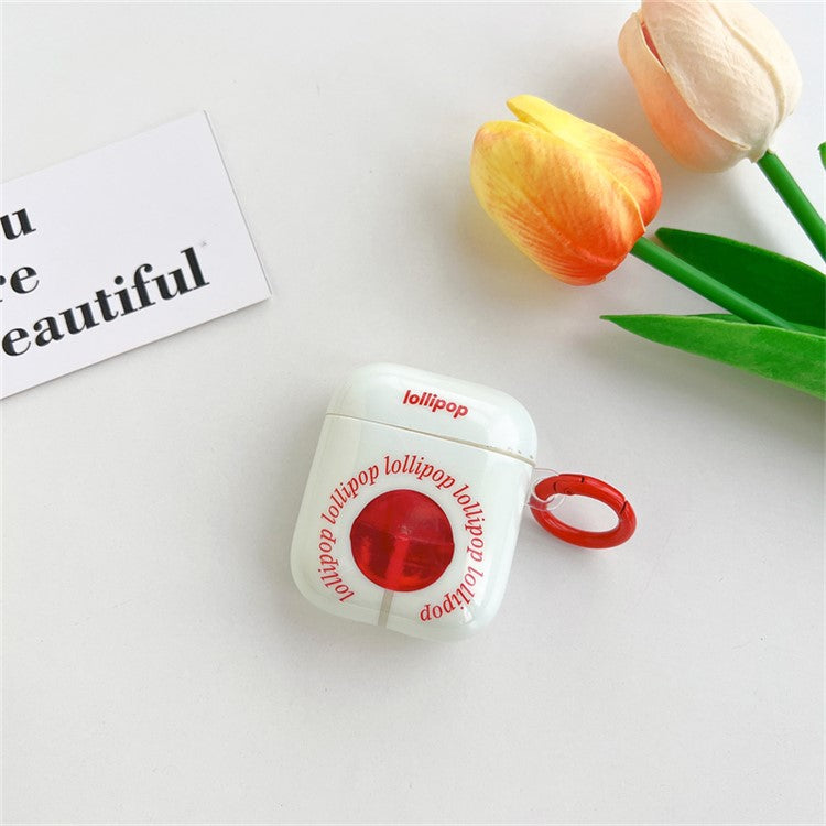 For Apple AirPods with Charging Case (2016) / (2019) / AirPods with Wireless Charging Case (2019) Anti-Fall Cover Sugar Pattern IMD + TPU Earbuds Case with Buckle