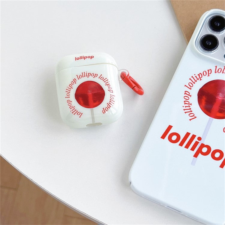 For Apple AirPods with Charging Case (2016) / (2019) / AirPods with Wireless Charging Case (2019) Anti-Fall Cover Sugar Pattern IMD + TPU Earbuds Case with Buckle