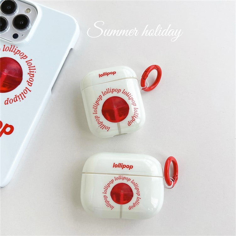 For Apple AirPods with Charging Case (2016) / (2019) / AirPods with Wireless Charging Case (2019) Anti-Fall Cover Sugar Pattern IMD + TPU Earbuds Case with Buckle