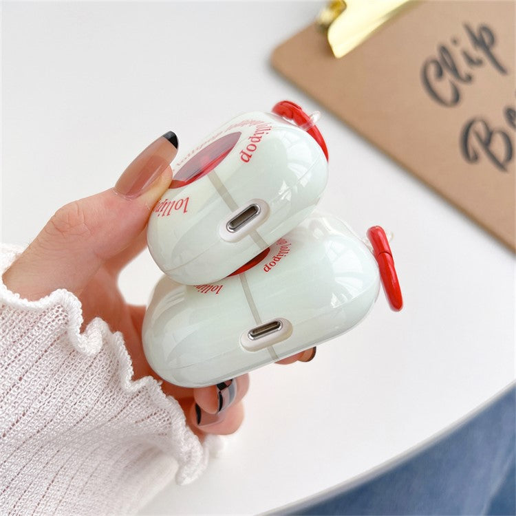 For Apple AirPods with Charging Case (2016) / (2019) / AirPods with Wireless Charging Case (2019) Anti-Fall Cover Sugar Pattern IMD + TPU Earbuds Case with Buckle