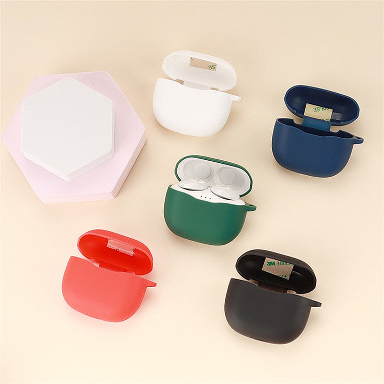 For JBL TUNE120 / 125TWS Silicone Cover Bluetooth TWS Earphone Protective Sleeve Case with Anti-lost Buckle - Blackish Green