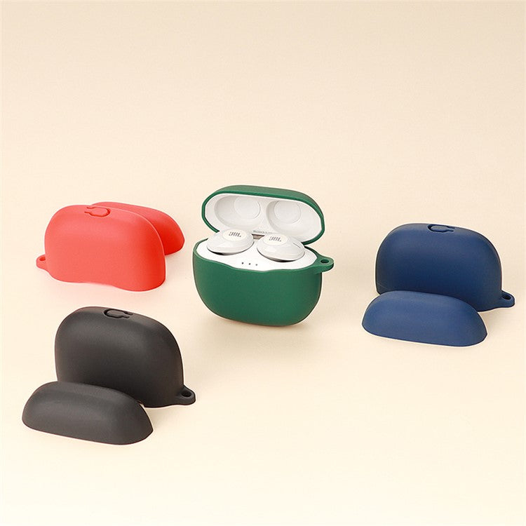 For JBL TUNE120 / 125TWS Silicone Cover Bluetooth TWS Earphone Protective Sleeve Case with Anti-lost Buckle - Blackish Green