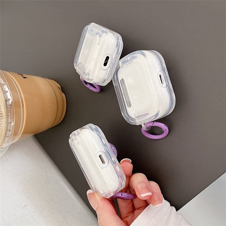For Apple AirPods with Charging Case (2016) / (2019) / AirPods with Wireless Charging Case (2019) Heart Flower Pattern Protective Cover Soft TPU Bluetooth Earphone Charging Box with Buckle
