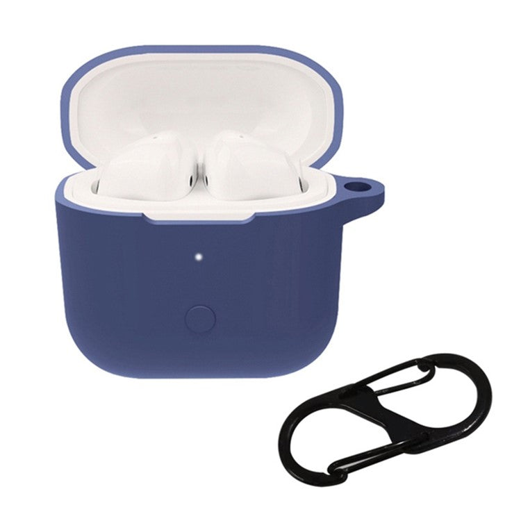 For Redmi Buds 3 Wireless Bluetooth Earphones Silicone Cover Protective Sleeve Case with Anti-lost Buckle - Dark Blue