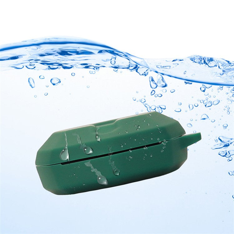 Anti-scratch Silicone Cover for Haylou G3 Earphone Bluetooth Charging Box Headset Protection Shell with Buckle - Blackish Green