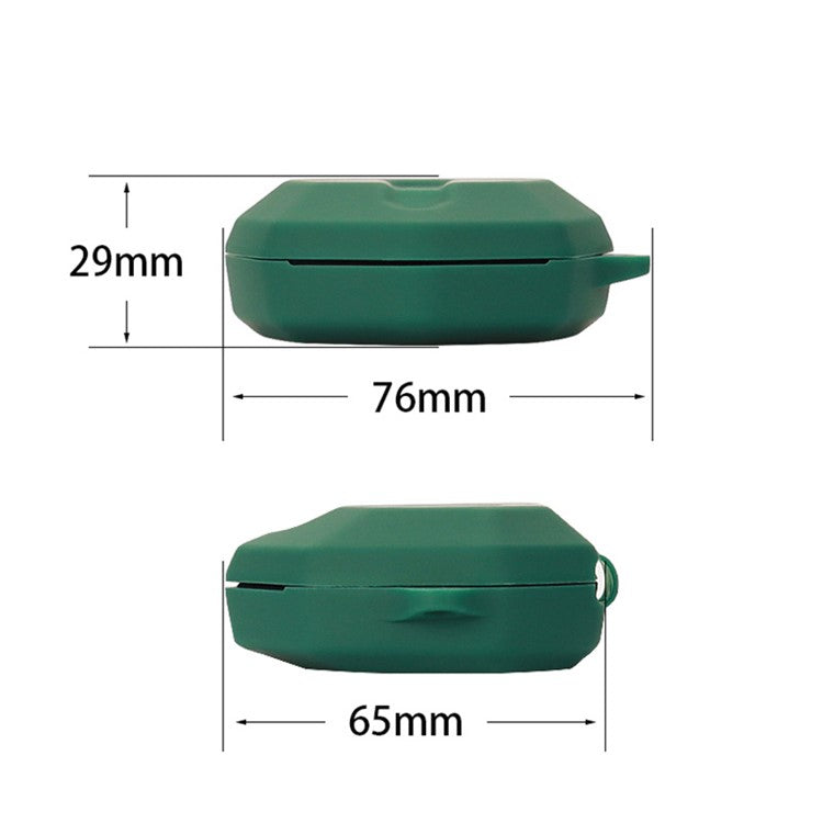 Anti-scratch Silicone Cover for Haylou G3 Earphone Bluetooth Charging Box Headset Protection Shell with Buckle - Blackish Green
