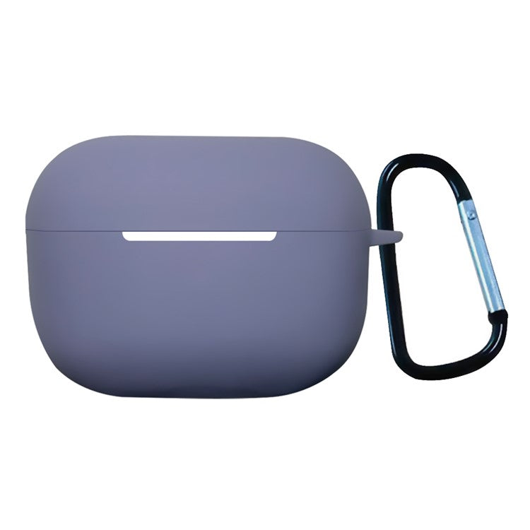 For AirPods Pro 2 Shockproof Bluetooth Earphones Case 2.2mm Soft Silicone Thickened Protective Cover with Anti-lost Buckle - Lavender Gray