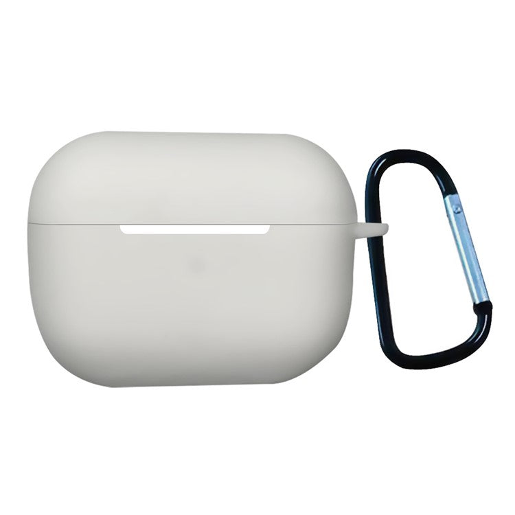 For Airpods Pro 2 1.3mm Soft Silicone Bluetooth Earphones Protective Case Anti-Fall Cover with Anti-Lost Buckle - White