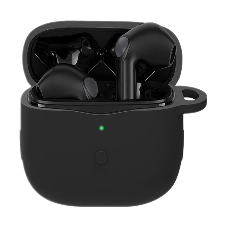 Anti-shock Protection Case for SoundPEATS Air3 Earphone Charging Box, Silicone Soft Cover with Carrying Buckle - Black