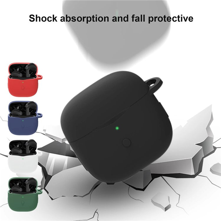 Anti-shock Protection Case for SoundPEATS Air3 Earphone Charging Box, Silicone Soft Cover with Carrying Buckle - Blackish Green