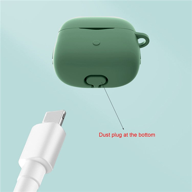 Anti-shock Protection Case for SoundPEATS Air3 Earphone Charging Box, Silicone Soft Cover with Carrying Buckle - Blackish Green