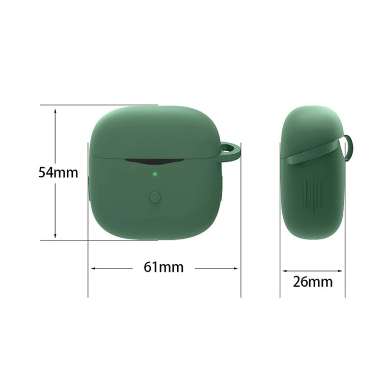 Anti-shock Protection Case for SoundPEATS Air3 Earphone Charging Box, Silicone Soft Cover with Carrying Buckle - Blackish Green