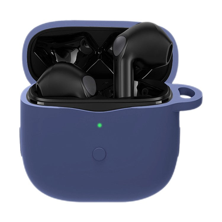 Anti-shock Protection Case for SoundPEATS Air3 Earphone Charging Box, Silicone Soft Cover with Carrying Buckle - Dark Blue