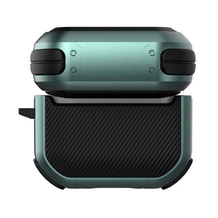 For AirPods Pro 2 Carbon Charging Case Cover Bluetooth Earbuds Protector Shockproof Cover Dual Color TPU+PC Case with Buckle - White