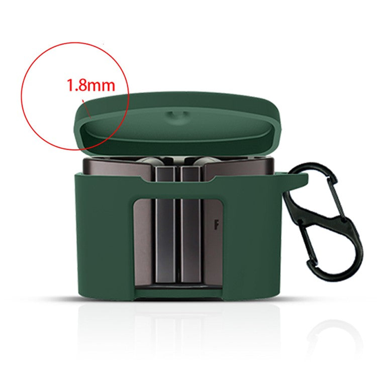 For FIIL CC Pro2 Silicone Case Bluetooth Earphone Anti-scratch Protective Cover with Anti-lost Buckle - Blackish Green