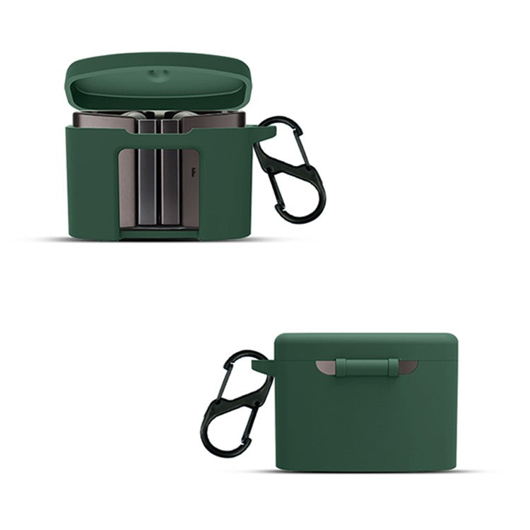 For FIIL CC Pro2 Silicone Case Bluetooth Earphone Anti-scratch Protective Cover with Anti-lost Buckle - Blackish Green