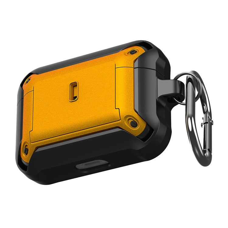 For Apple AirPods Pro Charging Case Cover Dual Color Protective Cover Slide Open TPU+PC Case - Black / Yellow