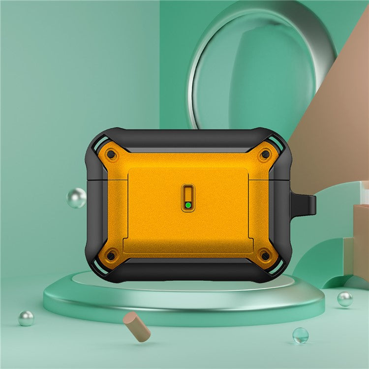 For Apple AirPods Pro Charging Case Cover Dual Color Protective Cover Slide Open TPU+PC Case - Black / Yellow
