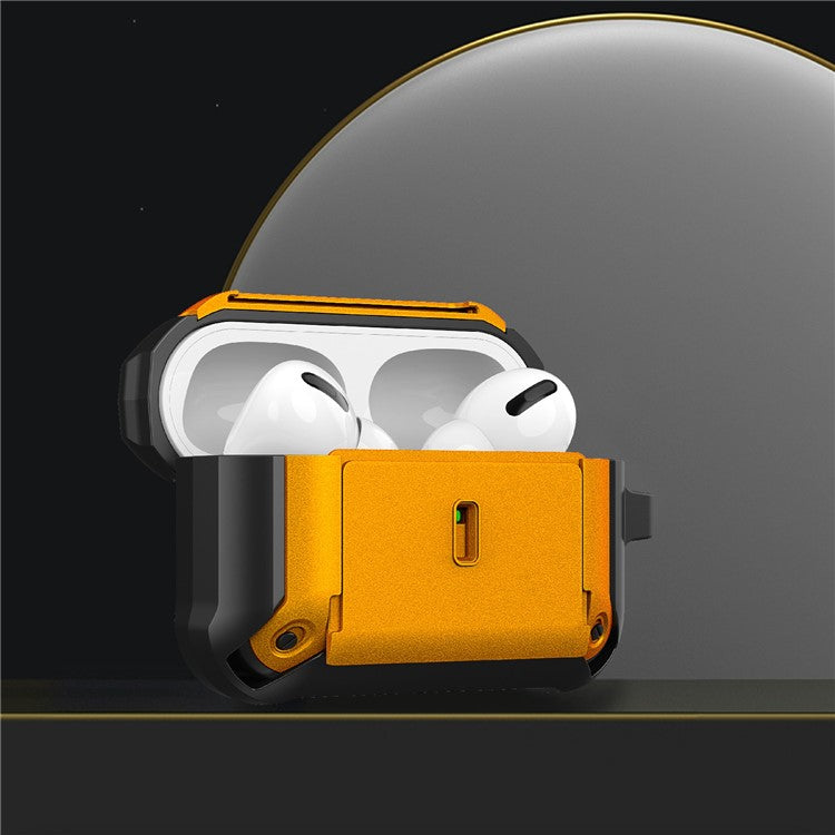 For Apple AirPods Pro Charging Case Cover Dual Color Protective Cover Slide Open TPU+PC Case - Black / Yellow