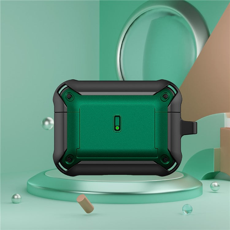 For Apple AirPods Pro Charging Case Cover Dual Color Protective Cover Slide Open TPU+PC Case - Black / Green