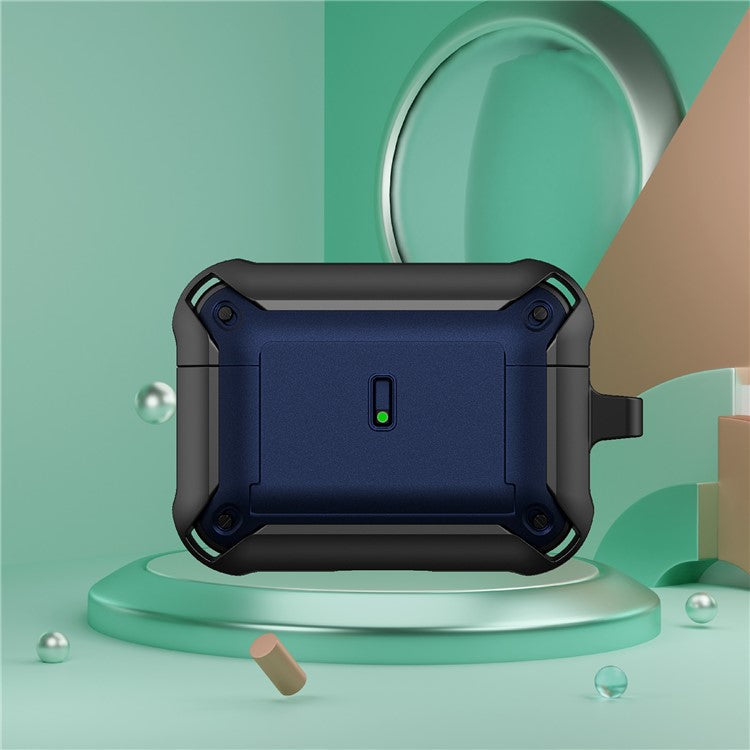 For Apple AirPods Pro Charging Case Cover Dual Color Protective Cover Slide Open TPU+PC Case - Black / Blue